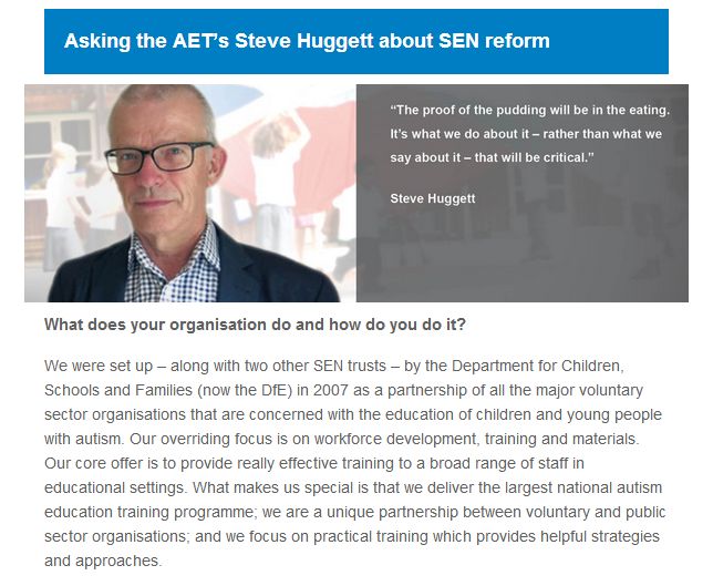 We talk to the Autism Education Trust’s Steve Huggett about SEN reform