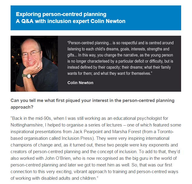 Colin Newton sheds light on person-centred planning