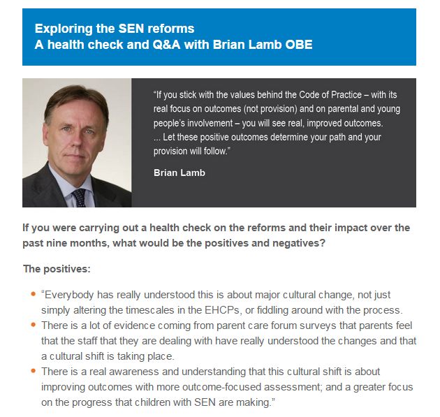 The SEN reforms and The SEND Practitioner: a health check with Brian Lamb OBE, Channel 4’s Educating the East End and Mark Blois